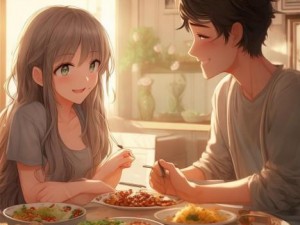 家中温馨聚餐 两人共享美味与欢笑的时光