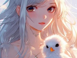 小鸡身上的白色绒毛如雪般纯洁，展现生命的美好与温暖