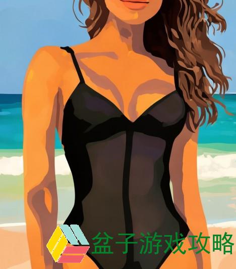 黑色连体三角泳衣展现优雅魅力，夏日海滩必备时尚单品