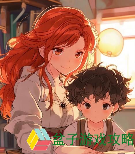 孙尚香站凳子上耐心辅导刘禅写作业的温馨一幕